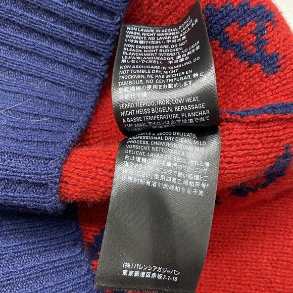 100% Authentic Balenciaga Allover Logo Sweater in Blue & Red Size Small - Picture 6 of 9